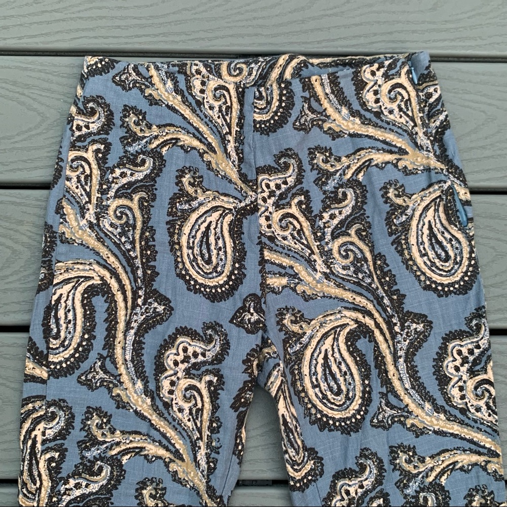 FREE PEOPLE Paisley Print Linen Blend Bell Bottom Pants Boho Chic Women’s Small - Picture 3 of 10